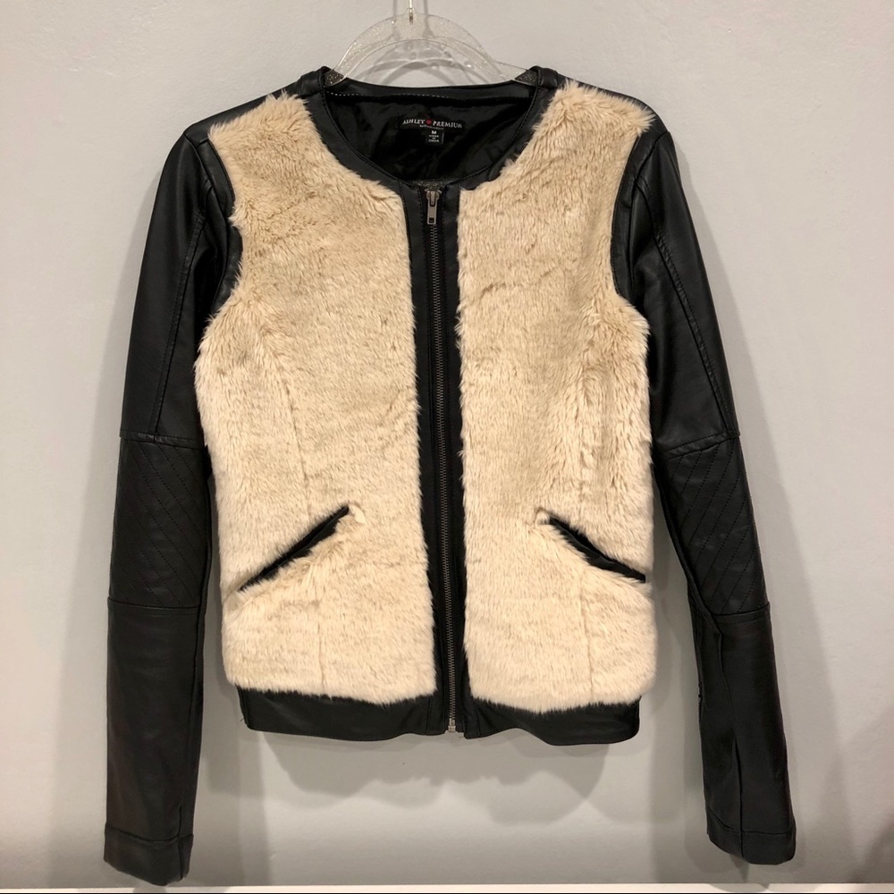 Faux fur Leather jacket